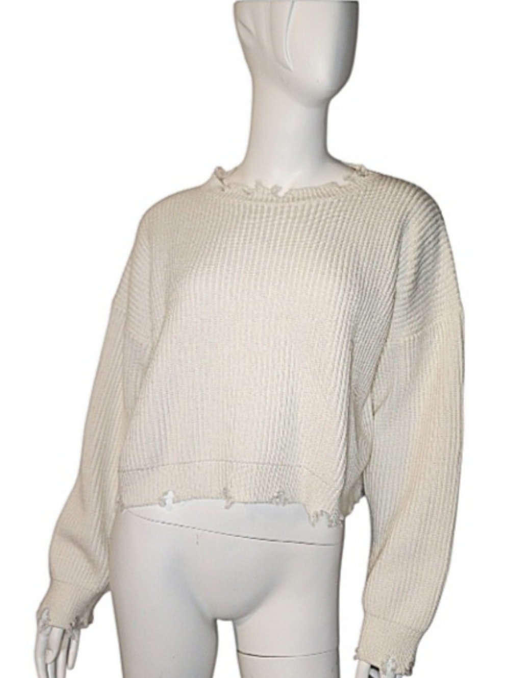 Women's Cropped Distressed Sweater Size L
